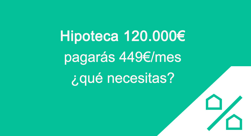 por una hipoteca de 120.000€ pagarás 451 euros al mes