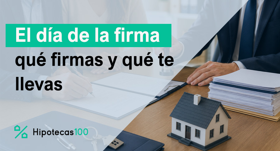 imagen de un notario con clientes el día de la firma de la hipoteca